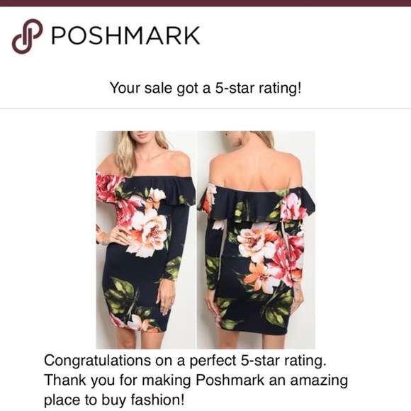 OFF SHOULDER BLACK FLORAL DRESS - Picture 4 of 4